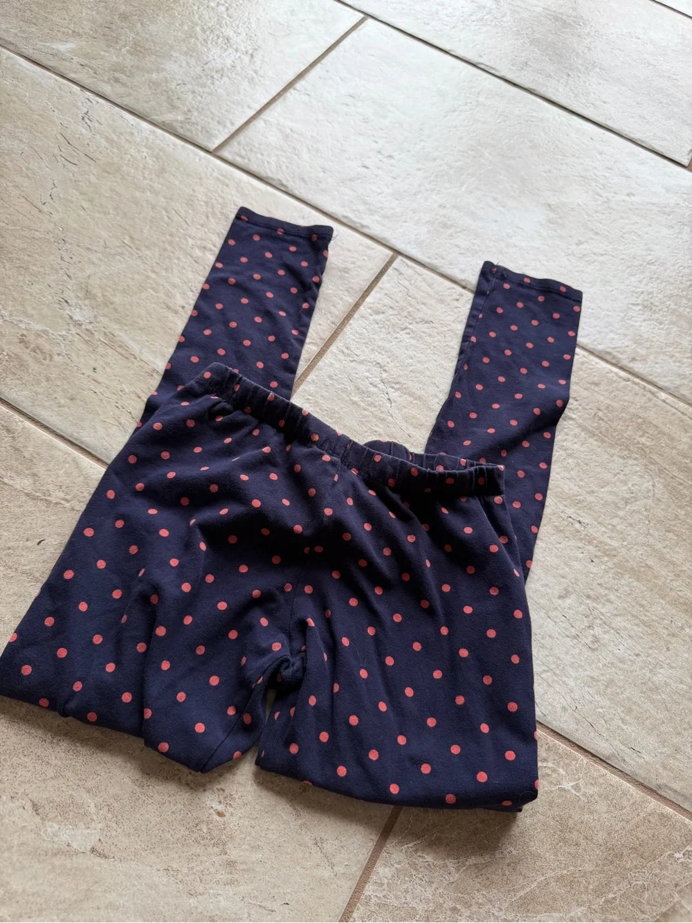 OshKosh B'gosh Navy Leggings with Pink Polka Dots